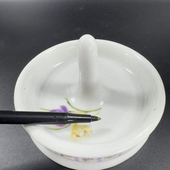 Bill Barnes White Porcelain Ceramic Ring Holder With Flowers Trinket Dish Holder - Picture 8 of 12